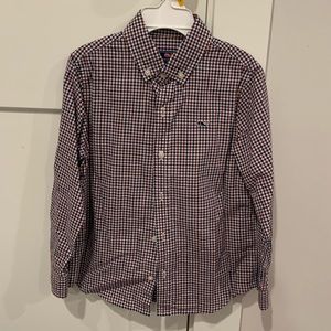 Wine red and navy check button down vineyard vines size 5